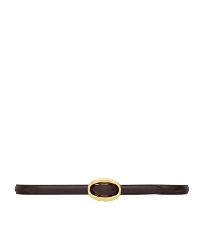 Saint Laurent Leather Oval Belt In Pink