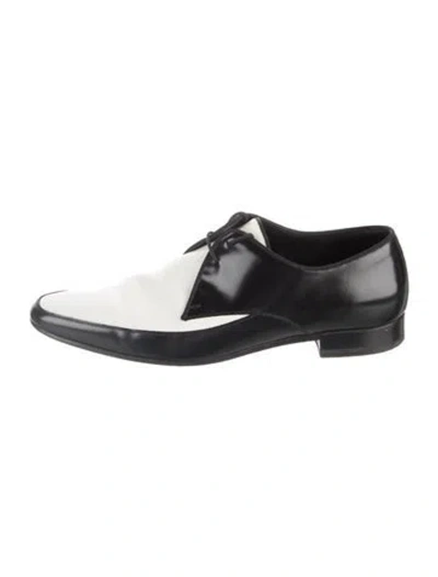 Pre-owned Saint Laurent Leather Oxfords In Black/white