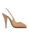 Saint Laurent Page Slingback Pumps In Smooth Leather In Brown