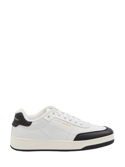 Saint Laurent White And Black Leather Sneakers In Multi