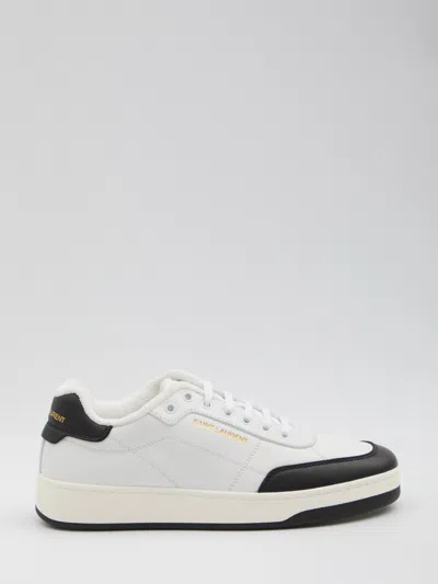 Saint Laurent White And Black Leather Sneakers In Multi
