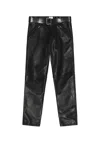 Saint Laurent Belted Pants In Grained Leather In Black