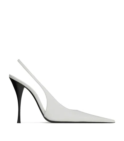 Saint Laurent Leather P.a.r.i.s Slingback Pumps 110 In White