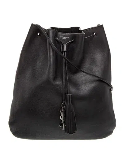 Pre-owned Saint Laurent Leather Paris Vii In Black