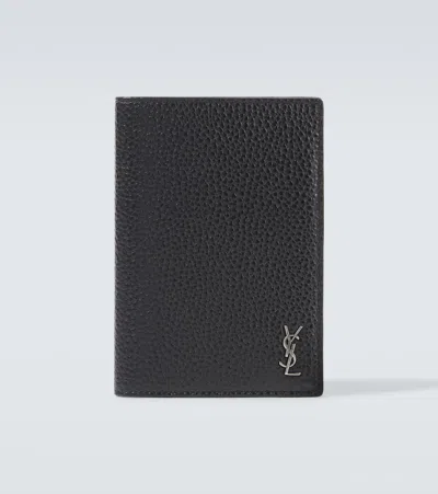 Saint Laurent Leather Passport Holder In Black