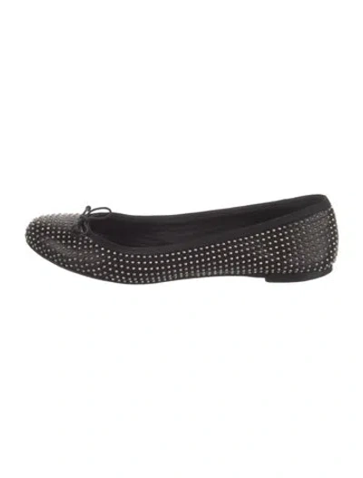 Pre-owned Saint Laurent Leather Patterned Ballet Flats In Black