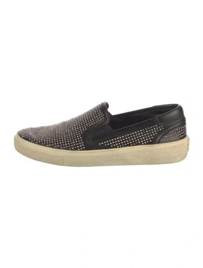 Pre-owned Saint Laurent Leather Patterned Slippers In Black