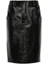 Saint Laurent Black Lamb Leather Midi Skirt In Black