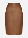 Saint Laurent High-rise Leather Pencil Skirt In Glace Brown