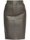 Saint Laurent 4 Pockets Leather Skirt With Belt Loops In Gray