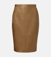 Saint Laurent High-rise Leather Pencil Skirt In Green