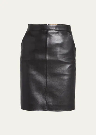 Saint Laurent Leather Pencil Skirt In Black