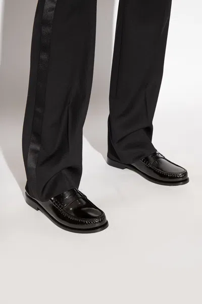 Saint Laurent Leather Penny Loafers In Black