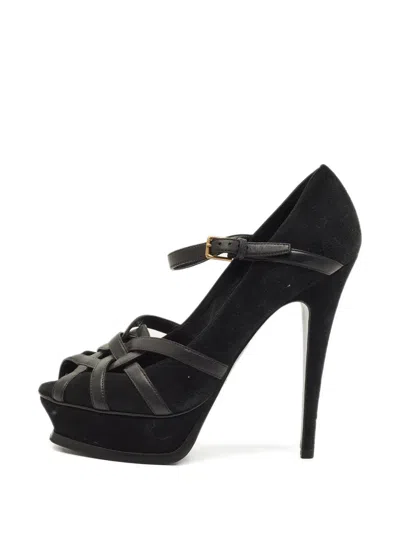 Pre-owned Saint Laurent Leather Platform Pumps In Black
