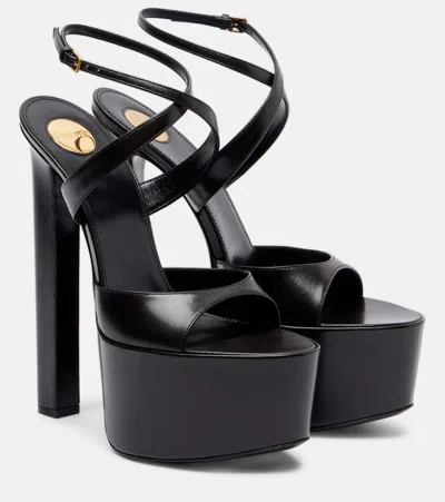 Saint Laurent Leather Platform Sandals In Brown