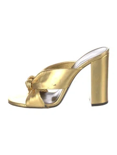 Pre-owned Saint Laurent Leather Pleated Accents Slides