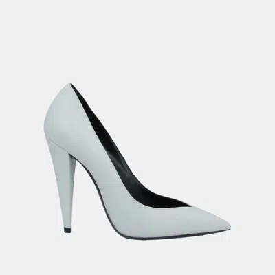 Pre-owned Saint Laurent Leather Pointed Toe Pumps Size 36 In White