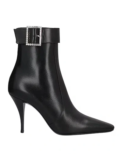 Saint Laurent Leather Pointed-toe Ankle Boots In Animal Print