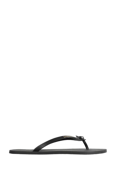 Saint Laurent Knotted Leather Flip-flops In Black