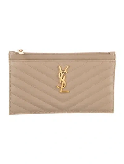 Pre-owned Saint Laurent Leather Pouch In Neutral