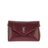 Saint Laurent Leather Pouch With Chain In Burgundy