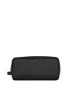 Saint Laurent Leather Pouch With Logo Stamp In Black