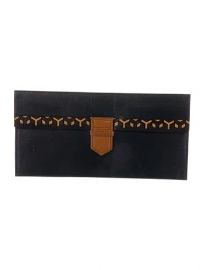 Pre-owned Saint Laurent Leather Printed Bifold Wallet In Black