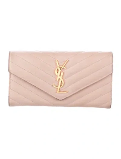 Pre-owned Saint Laurent Leather Printed Bifold Wallet In Pink
