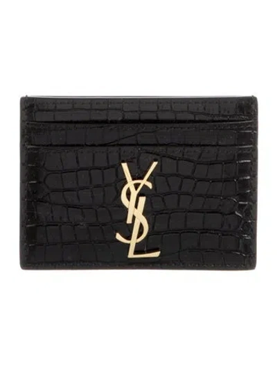 Pre-owned Saint Laurent Leather Printed Card Holder In Black