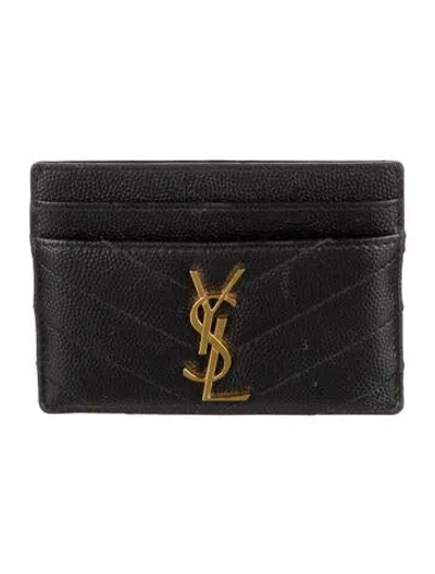Pre-owned Saint Laurent Leather Printed Card Holder In Black