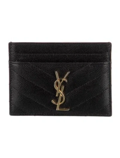 Pre-owned Saint Laurent Leather Printed Card Holder In Black