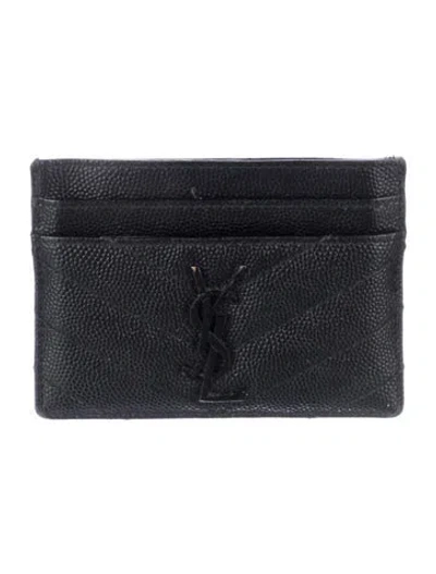 Pre-owned Saint Laurent Leather Printed Card Holder In Black