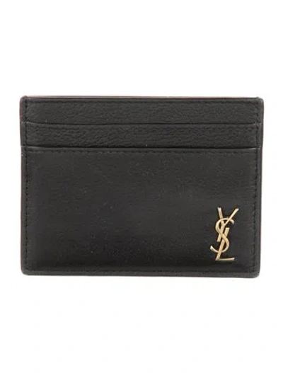 Pre-owned Saint Laurent Leather Printed Card Holder In Black
