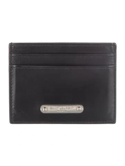 Pre-owned Saint Laurent Leather Printed Compact Wallet In Black