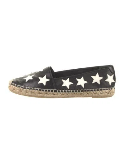 Pre-owned Saint Laurent Leather Printed Espadrilles In Black/white