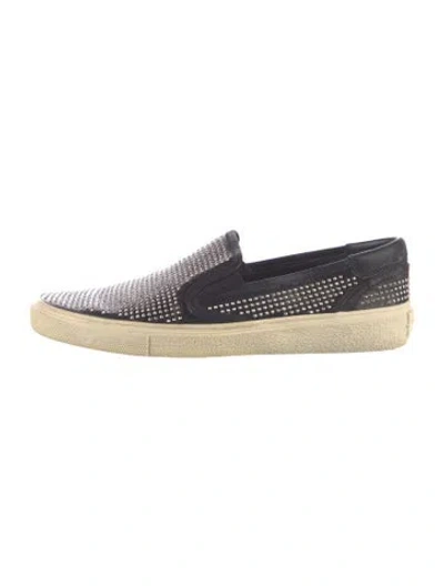 Pre-owned Saint Laurent Leather Printed Flats In Black