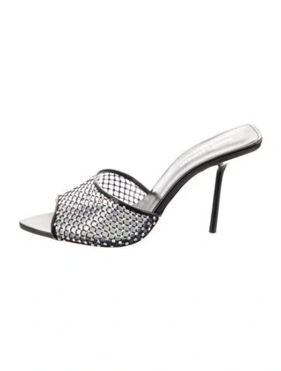 Pre-owned Saint Laurent Leather Printed Slides In Black