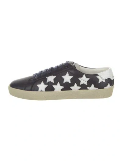 Pre-owned Saint Laurent Leather Printed Sneakers In Black