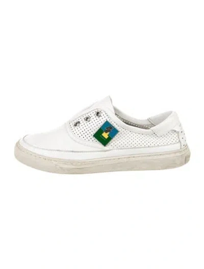 Pre-owned Saint Laurent Leather Printed Sneakers In White