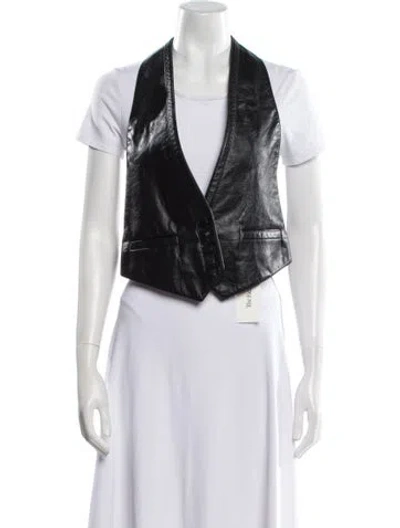 Pre-owned Saint Laurent Leather Printed Vest In White