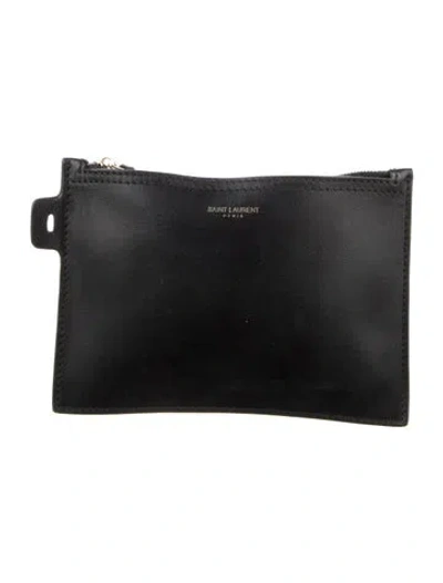 Pre-owned Saint Laurent Leather Printed Wallet In Black