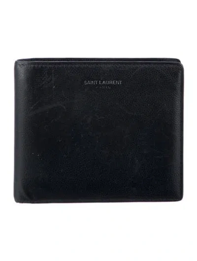 Pre-owned Saint Laurent Leather Printed Wallet In Black