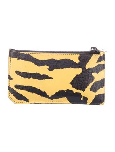 Pre-owned Saint Laurent Leather Printed Wallet In Yellow
