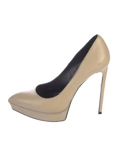 Pre-owned Saint Laurent Leather Pumps In Neutral