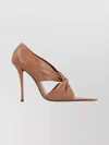 Saint Laurent Leather Pumps With Cut-out And Knot Detail In Brown