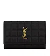 Saint Laurent Leather Quilted Monogram Wallet In Black