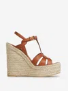 Saint Laurent Leather Women Shoes Espadrilles Wedge Rubber Sole In Brown