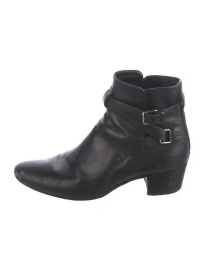 Pre-owned Saint Laurent Leather Rain Boots In Black