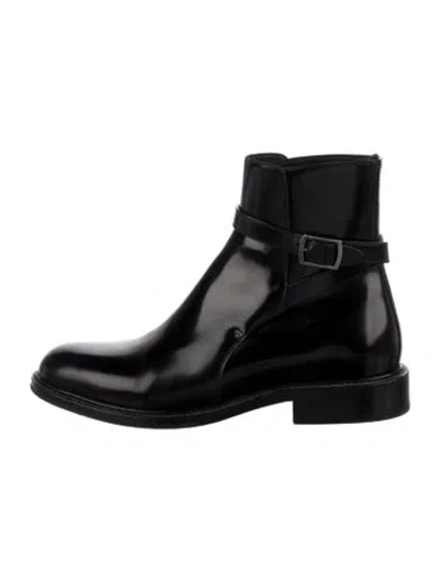 Pre-owned Saint Laurent Leather Rain Boots In Black
