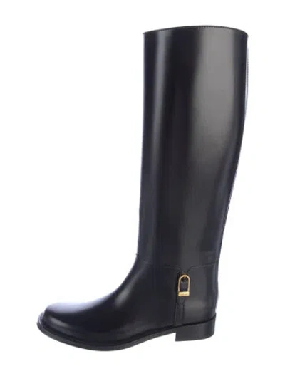 Pre-owned Saint Laurent Leather Rain Boots In Blue